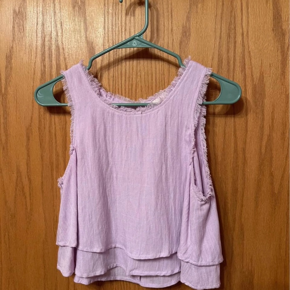 Altar'd State Lilac Frayed Hem Tank Top